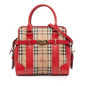 Pre-Loved Burberry Haymarket Check Coated Canvas Minford Portrait Satchel